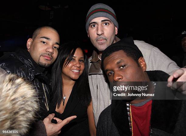 Envy, Angela Yee, DJ Killa Touch, and Jay Electronica attend DJ Killa Touch's birthday celebration at Pink Elephant on January 6, 2010 in New York...