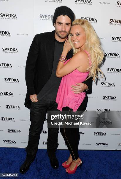 Personality/Playmate Bridget Marquardt and director Nicholas Carpenter arrive at the Adult Playground 2033 Event Series at Playhouse Hollywood on...