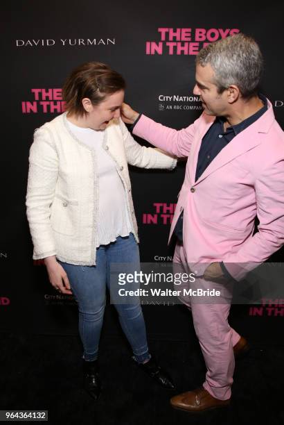 Lena Dunham and Andy Cohen attend 'The Boys in the Band' 50th Anniversary Celebration at The Booth Theatre on May 30, 2018 in New York City.