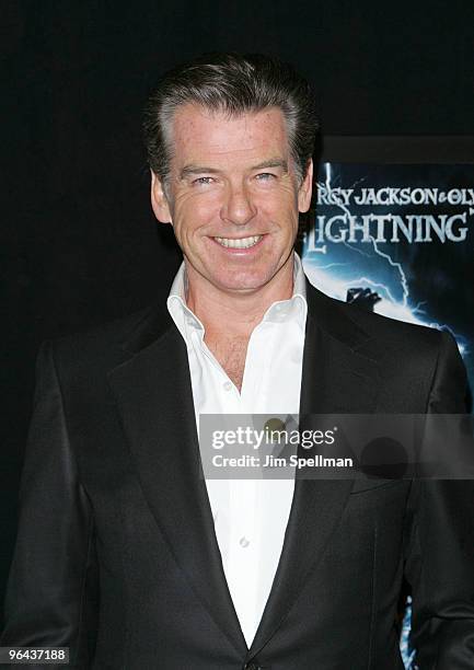 Actor Pierce Brosnan attends the premiere of "Percy Jackson & The Olympians: The Lightning Thief" at AMC Lincoln Square on February 4, 2010 in New...