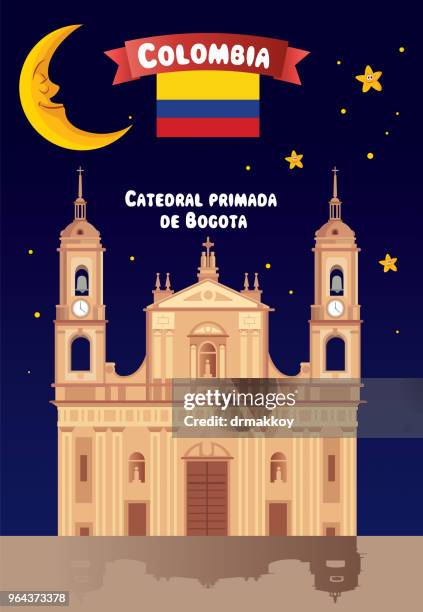 stockillustraties, clipart, cartoons en iconen met catedral primada de colombia - bolivar square bogota