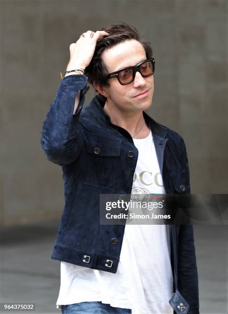 Nick Grimshaw seen leaving the BBC Radio One studios on May 31, 2018 in London, England.