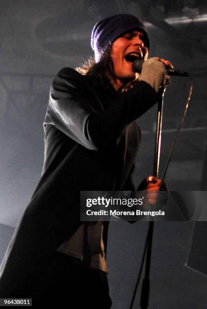 Ville Valo of "Him" performs at the Alcatraz club on March 06, 2008 in Milan, Italy.
