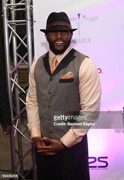 Ray Lewis of the Baltimore Ravens attends the Moves Magazine Annual Super Bowl Gala on February 3, 2010 in Hallandale, Florida.