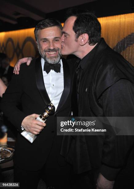 Actor Christoph Waltz and director Quentin Tarantino attend the Weinstein Company Golden Globes after party co-hosted by Martini held at BAR 210 at...