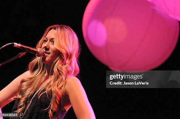 Colbie Caillat performs at the "Real Medicine for Haiti" benefit concert at House of Blues Sunset Strip on February 4, 2010 in West Hollywood,...