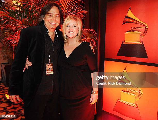 Grammy Nominee James Slater and Susan Stewart Nashville Chapter Exec. Director during the GRAMMY Nominee Party at the Loews Vanderbilt Hotel on...