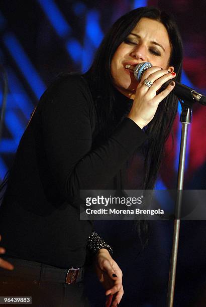 Cristina Scabbia performs at "Scalo 76" Italian tv show on March 15, 2008 in Milan, Italy.