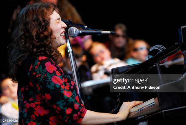 Regina Spektor perfoms on stage at the Bridge School Benefit Concert 2007 held at the Shoreline Amphitheatre in Mountain View, California on October...