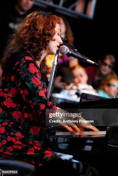 Regina Spektor perfoms on stage at the Bridge School Benefit Concert 2007 held at the Shoreline Amphitheatre in Mountain View, California on October...