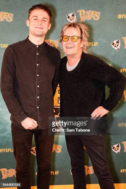 Max and Brian Mannix attends opening night of PUFFS or Seven Increasingly Eventful Years at a Certain School of Magic and Magic at the Alex Theatre...