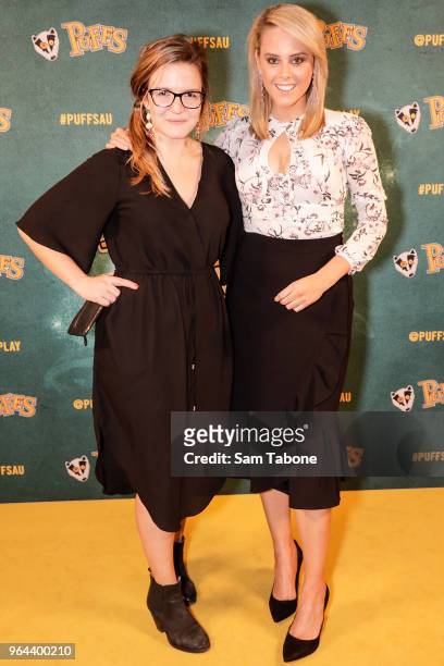 Tara Carlon and Candice Wyatt attend opening night of PUFFS or Seven Increasingly Eventful Years at a Certain School of Magic and Magic at the Alex...