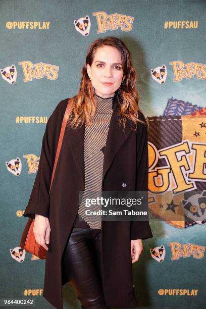 Michala Banas attends opening night of PUFFS or Seven Increasingly Eventful Years at a Certain School of Magic and Magic at the Alex Theatre on May...