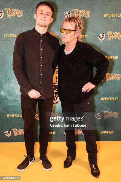 Max and Brian Mannix attends opening night of PUFFS or Seven Increasingly Eventful Years at a Certain School of Magic and Magic at the Alex Theatre...