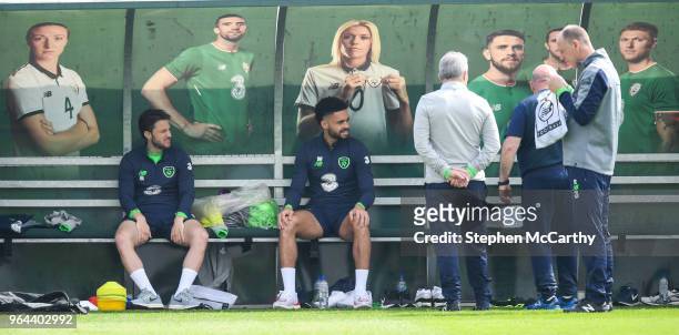 Dublin , Ireland - 31 May 2018; Derrick Williams and Harry Arter, left, during a Republic of Ireland training session at the FAI National Training...