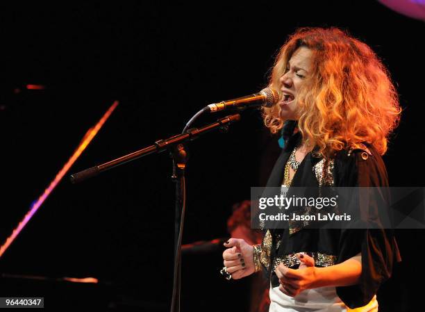 Nikka Costa performs at the "Real Medicine for Haiti" benefit concert at House of Blues Sunset Strip on February 4, 2010 in West Hollywood,...