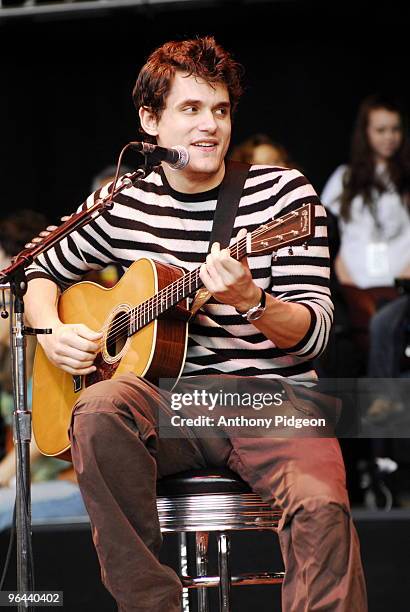 John Mayer perfoms on stage at the Bridge School Benefit Concert 2007 held at the Shoreline Amphitheatre in Mountain View, California on October 28...