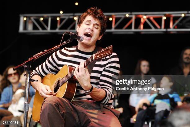 John Mayer perfoms on stage at the Bridge School Benefit Concert 2007 held at the Shoreline Amphitheatre in Mountain View, California on October 28...