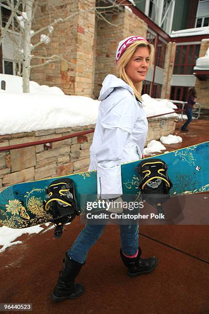 Actress Rachel Hunter attends Oakley "Learn To Ride" Snowboard fueled by Muscle Milk at Oakley Lodge on January 23, 2010 in Park City, Utah.