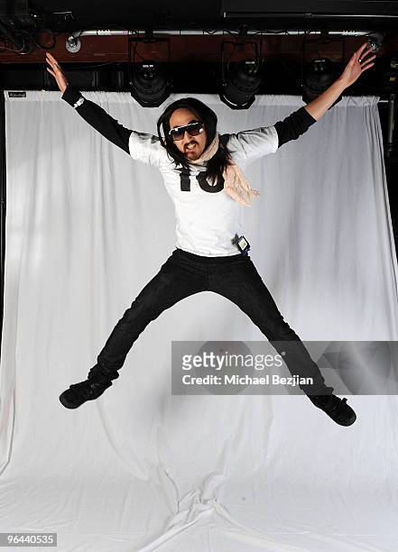 Steve Aoki poses at the House of Hype Portrait Studio on January 23, 2010 in Park City, Utah.