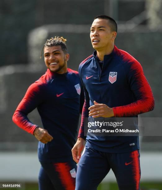 Kilternan , Ireland - 31 May 2018; Bobby Wood, right, and DeAndre Yedlin during USA Training at Wayside Celtic in Kilternan, Co Dublin.