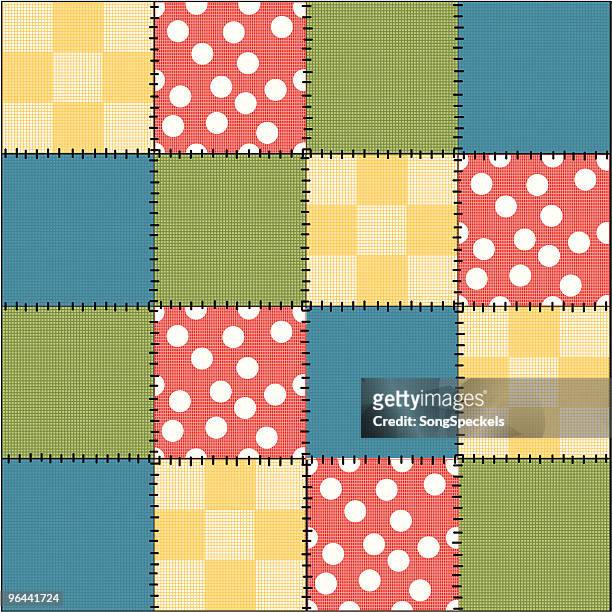 crazy patchwork quilt - patchwork stock illustrations