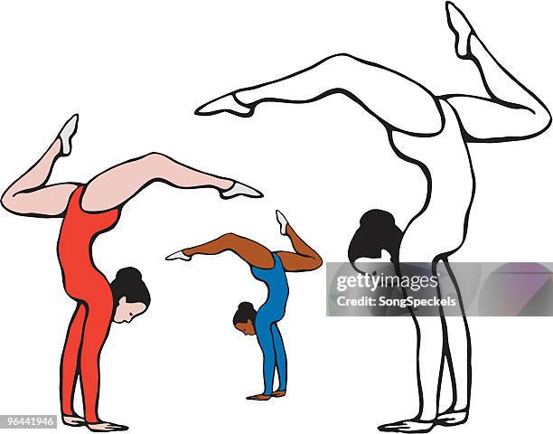 stockillustraties, clipart, cartoons en iconen met female gymnast illustration - southern european descent