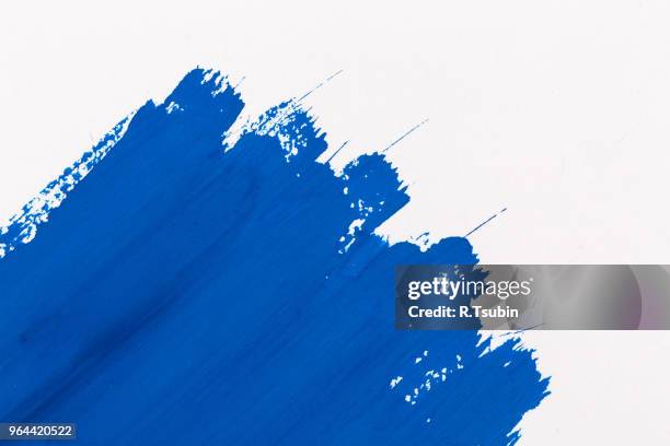 stroke blue paint brush color water watercolor isolated on white background - schmiererei stock-fotos und bilder