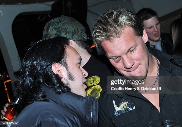 Professional Wrestler/Musician Chris Jericho of the band Fozzy attends the Fozzy's "Chasing The Grail" album release party at The Arrow Bar on...