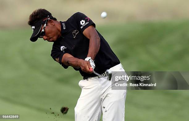 Thongchai Jaidee of Thailand during the second round the Omega Dubai Desert Classic on the Majlis Course at the Emirates Golf Club on February 5,...