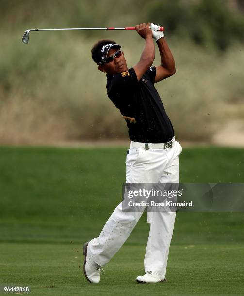 Thongchai Jaidee of Thailand during the second round the Omega Dubai Desert Classic on the Majlis Course at the Emirates Golf Club on February 5,...