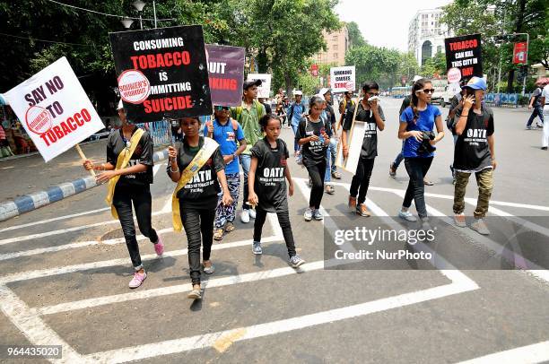 Indian Student part in the rally during The Anti Tobacco Rally at the World No Tobacco day on May 31,2018 in Kolkata,India.The World No Tobacco Day...