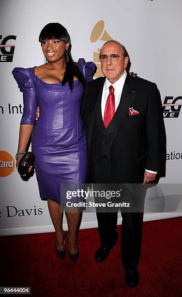 Singer Jennifer Hudson and CEO of Sony Music Entertainment Worldwide Clive Davis arrive at the 52nd Annual GRAMMY Awards - Salute To Icons Honoring...