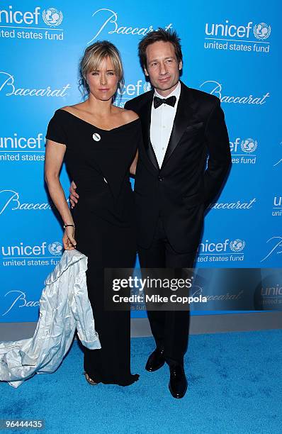 Actors Tea Leoni and David Duchovny attends the 2009 UNICEF Snowflake Ball at Cipriani 42nd Street on December 2, 2009 in New York City.