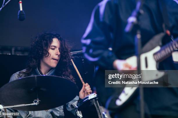 Drummer Sheridan Riley of Alvvays performs onstage during day 3 of 2018 Boston Calling Music Festival at Harvard Athletic Complex on May 27, 2018 in...