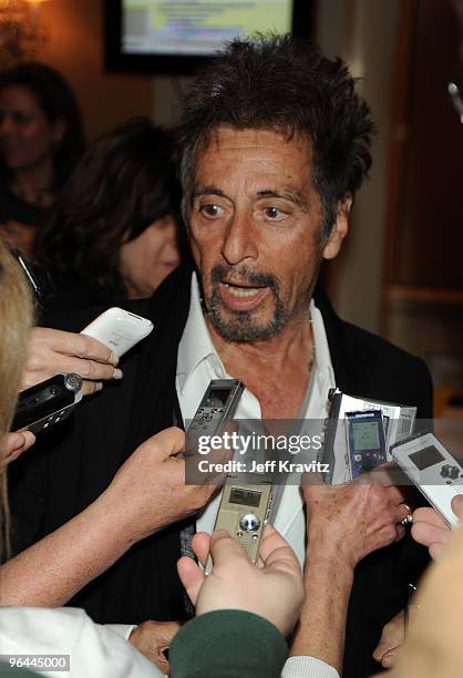 Actor Al Pacino speaks during the HBO portion of the 2010 Television Critics Association Press Tour at the Langham Hotel on January 14, 2010 in...