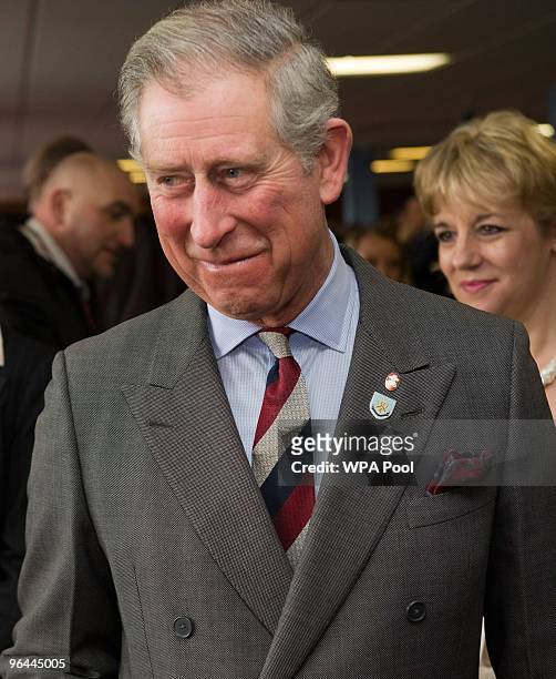 Prince Charles, Prince of Wales and President of The Prince's Trust and Business In The Community meets representatives of Burnley Football Club and...