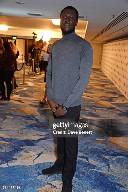 Stormzy attends the Ivor Novello Awards 2018 at Grosvenor House, on May 31, 2018 in London, England.