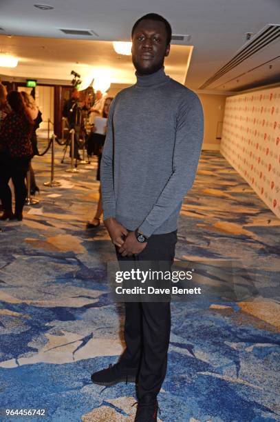 Stormzy attends the Ivor Novello Awards 2018 at Grosvenor House, on May 31, 2018 in London, England.