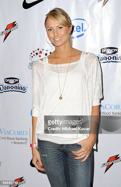 Actress Stacy Keibler arrives at the 3rd Annual Mia Hamm & Nomar Garciaparra Celebrity Soccer Challenge at The Home Depot Center on January 16, 2010...