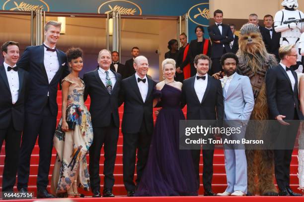 Actor Joonas Suotamo, actress Thandie Newton, actor Woody Harrelson, director Ron Howard, actress Emilia Clarke, actor Alden Ehrenreich, actor Donald...