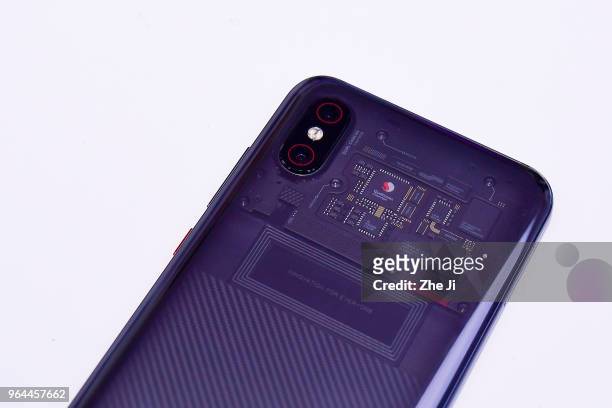 The Xiaomi Corp. Mi 8 Explorer Editon smartphone sits on display at the Xiaomi Launches Its Flagship Products In Shenzhen, China.