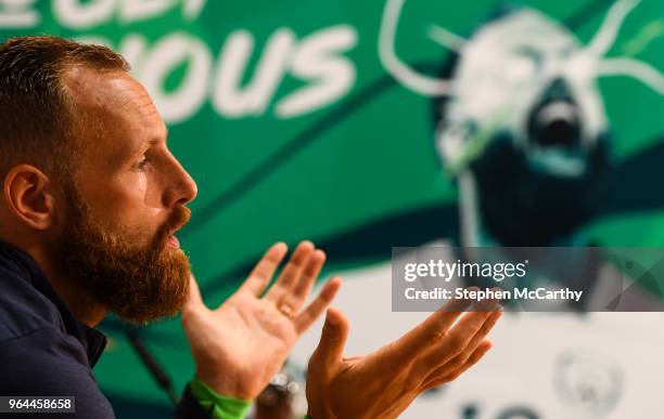 Dublin , Ireland - 31 May 2018; David Meyler during a Republic of Ireland press conference at the FAI National Training Centre in Abbotstown, Dublin.