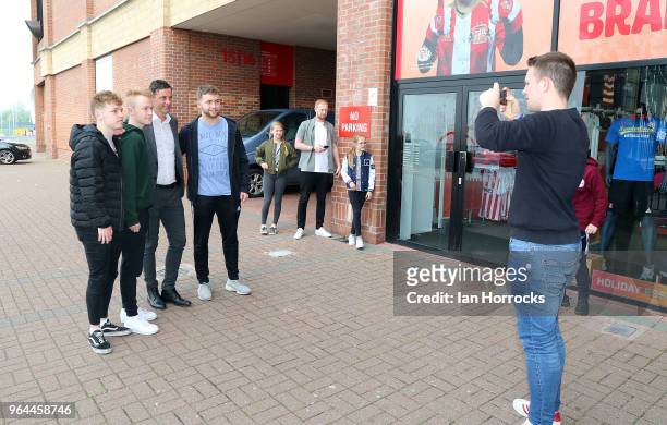 New Sunderland manager Jack Ross is pictured meeting fans at The Stadium of Light during his first day at work on May 31, 2018 in Sunderland, England.