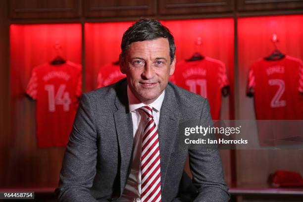 New Sunderland manager Jack Ross is pictured at The Stadium of Light during his first day at work on May 31, 2018 in Sunderland, England.