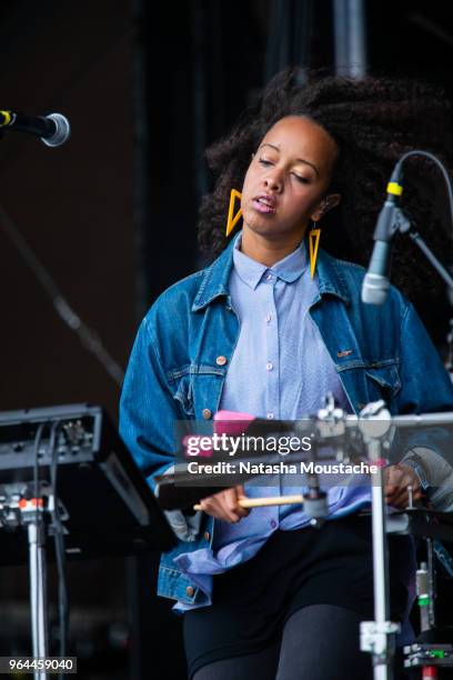 Felicia Douglass of Dirty Projectors perform onstage during day 3 of 2018 Boston Calling Music Festival at Harvard Athletic Complex on May 27, 2018...