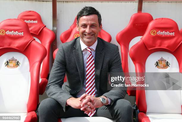 New Sunderland manager Jack Ross is pictured at The Stadium of Light during his first day at work on May 31, 2018 in Sunderland, England.