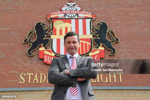 New Sunderland manager Jack Ross is pictured at The Stadium of Light during his first day at work on May 31, 2018 in Sunderland, England.