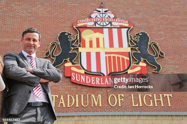 New Sunderland manager Jack Ross is pictured at The Stadium of Light during his first day at work on May 31, 2018 in Sunderland, England.