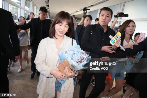 South Korean actress Song Hye-kyo is seen at an airport on May 31, 2018 in Hong Kong, China.
